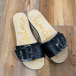 Sam Edelman Black Buckle Slide Sandals